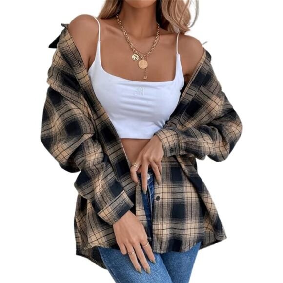 Tops - Deer Lady Plaid Flannel Shirts for Women Buffalo Plaid Shirts Oversized Long